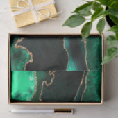 Elegant Green en Gold Faux Glitter Agate Tissuepapier (Geschenk)