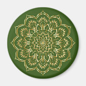 Elegant Green en Gold Floral Mandala Pattern Magneet (Voorkant)