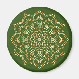 Elegant Green en Gold Floral Mandala Pattern Magneet
