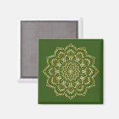 Elegant Green en Gold Floral Mandala Pattern Magneet (Voorkant / Achterkant)