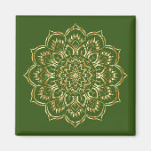 Elegant Green en Gold Floral Mandala Pattern Magneet (Voorkant)