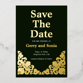 Elegant Green en Gold Folie Uitnodiging