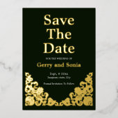 Elegant Green en Gold Folie Uitnodiging (Voorkant)