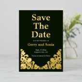 Elegant Green en Gold Folie Uitnodiging (Staand Voorkant)