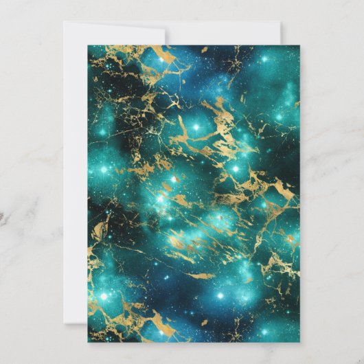 Elegant Green en Gold Galaxy Marble Sweet Sixteen Kaart (Achterkant)