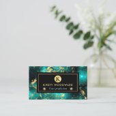 Elegant Green en Gold Galaxy Marble Visitekaartje (Staand voorkant)