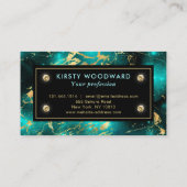 Elegant Green en Gold Galaxy Marble Visitekaartje (Achterkant)