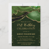 Elegant Green en Gold Glitter Agate 21st Birthday Kaart (Voorkant)