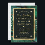 Elegant Green en Gold Glitter Agate 21st Birthday Kaart<br><div class="desc">Elegant Dark Green en Gold Glitter Ocean Agate Geode Slices design met gouden lijst en diamanten clipart</div>