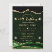 Elegant Green en Gold Glitter Agate 60th Birthday Kaart (Voorkant)