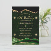 Elegant Green en Gold Glitter Agate 60th Birthday Kaart (Staand voorkant)