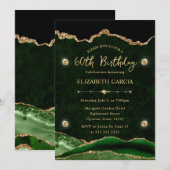 Elegant Green en Gold Glitter Agate 60th Birthday Kaart (Voorkant / Achterkant)