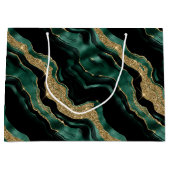 Elegant Green en Gold Glitter Agate Birthday Groot Cadeauzakje (Voorkant)