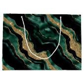 Elegant Green en Gold Glitter Agate Birthday Groot Cadeauzakje (Achterkant)