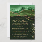 Elegant Green en Gold Glitter Agate Birthday Kaart (Voorkant)