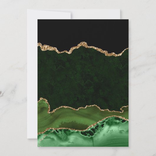 Elegant Green en Gold Glitter Agate Birthday Kaart (Achterkant)