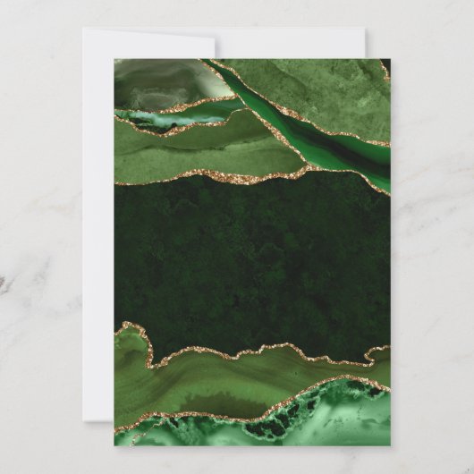 Elegant Green en Gold Glitter Agate Quinceanera Kaart (Achterkant)