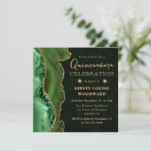 Elegant Green en Gold Glitter Agate Quinceanera Kaart (Staand voorkant)