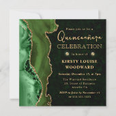 Elegant Green en Gold Glitter Agate Quinceanera Kaart (Voorkant)