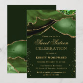 Elegant Green en Gold Glitter Agate Sweet 16 Kaart (Voorkant / Achterkant)