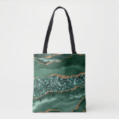 Elegant Green en Gold Glitter Ocean Agate Tote Bag (Voorkant)