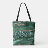 Elegant Green en Gold Glitter Ocean Agate Tote Bag (Achterkant)