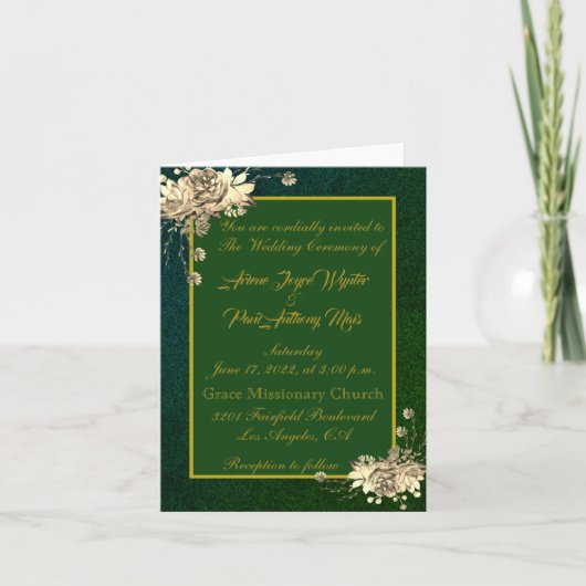 Elegant Green en Gold Invitation (Voorkant)