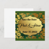 Elegant Green en Gold Invitation (Voorkant / Achterkant)