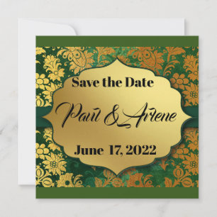 Elegant Green en Gold Invitation