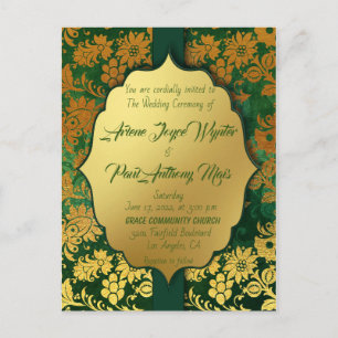 Elegant Green en Gold Invitation Uitnodiging Briefkaart