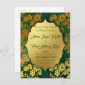 Elegant Green en Gold Invitation Uitnodiging Briefkaart (Voorkant / Achterkant)