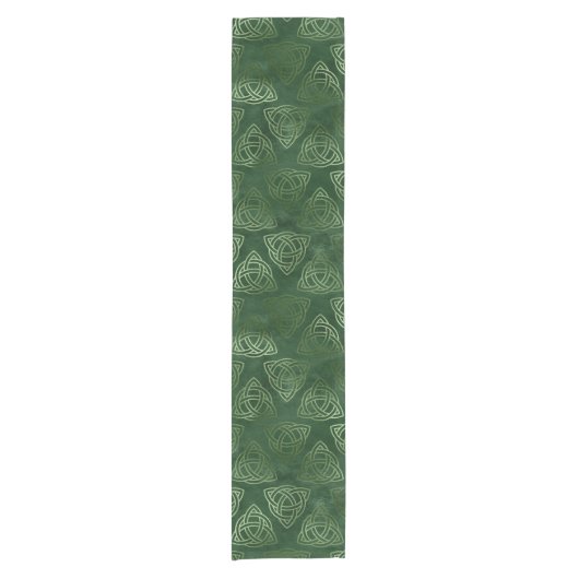 Elegant Green en Gold Irish Celtic Pattern Korte Tafelloper (Voorkant)