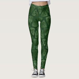 Elegant Green en Gold Irish Celtic Pattern Leggings