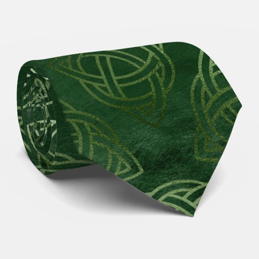 Elegant Green en Gold Irish Celtic Pattern Stropdas (Opgerold)