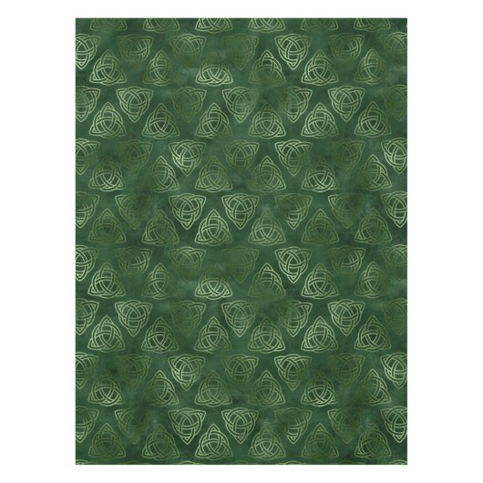 Elegant Green en Gold Irish Celtic Pattern Tafelkleed (Voorkant)