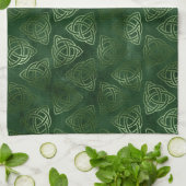 Elegant Green en Gold Irish Celtic Pattern Theedoek (Gevouwen)