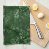 Elegant Green en Gold Irish Celtic Pattern Theedoek (Quarter Fold)