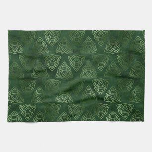 Elegant Green en Gold Irish Celtic Pattern Theedoek