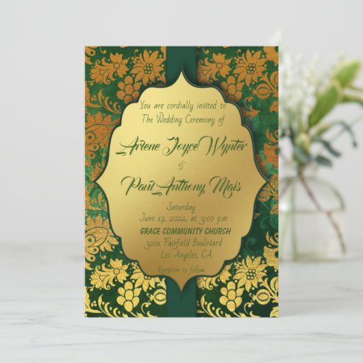 Elegant Green en Gold Kaart (Staand voorkant)