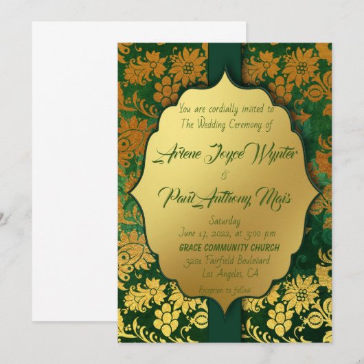 Elegant Green en Gold Kaart (Voorkant / Achterkant)