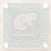 Elegant Green en Gold Leopard en Spots Pattern Glazen Onderzetter (Achterkant)