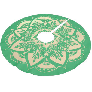 Elegant Green en Gold Mandala Boho Kerstmis Kerstboom Rok