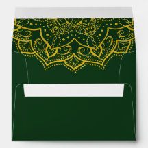 Elegant Green en Gold Mandala Envelope