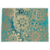 Elegant Green en Gold Mandala Pattern Groot Cadeauzakje (Voorkant)