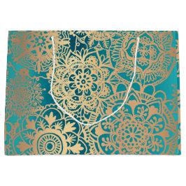 Elegant Green en Gold Mandala Pattern Groot Cadeauzakje