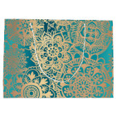 Elegant Green en Gold Mandala Pattern Groot Cadeauzakje (Achterkant)