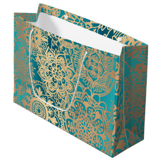 Elegant Green en Gold Mandala Pattern Groot Cadeauzakje