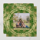 Elegant Green en Gold Photo Feestdagenkaart (Voorkant / Achterkant)