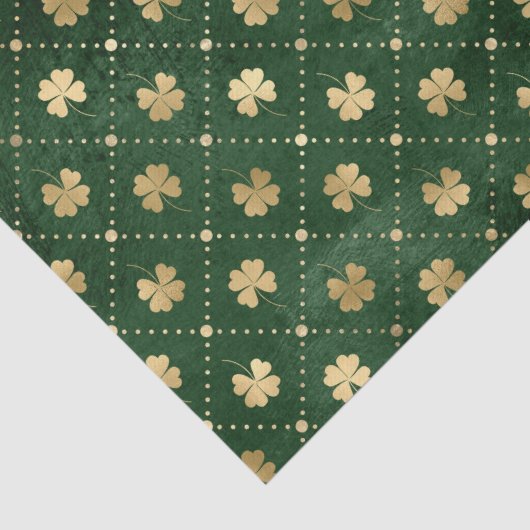Elegant Green en Gold Shamrock Pattern Tissuepapier (Detail)
