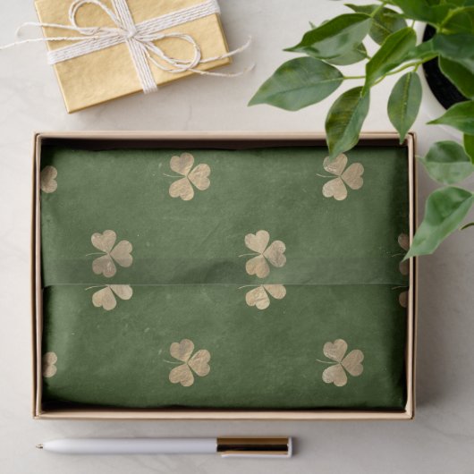 Elegant Green en Gold Shamrock Pattern Tissuepapier (Geschenk)